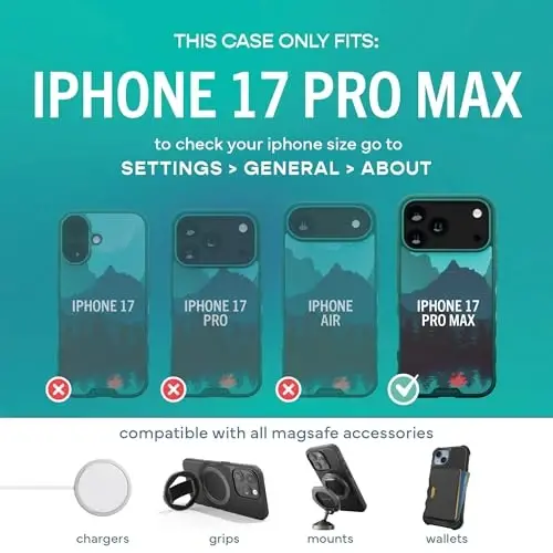 Smartish® iPhone 17 Pro Max MagSafe Case - Gripmunk Magnetic Slim Case [Lightweight + Protective] Thin Grip Cover with Microfiber Lining for Apple iPhone 17 Pro Max - Moving Mountains - 5