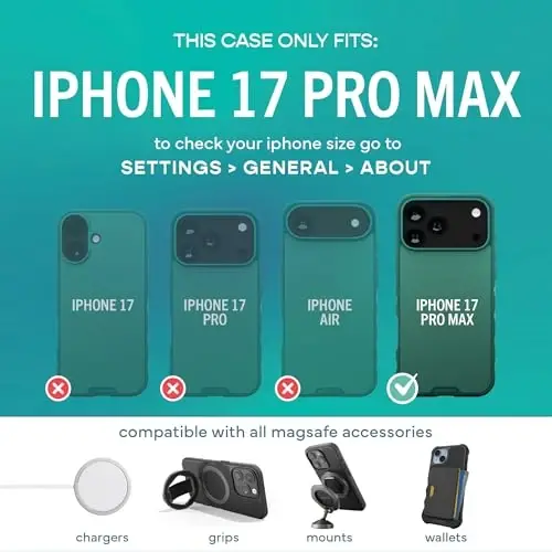 Smartish® iPhone 17 Pro Max MagSafe Case - Gripmunk Magnetic Slim Case [Lightweight + Protective] Thin Grip Cover with Microfiber Lining for Apple iPhone 17 Pro Max - So Jaded - 5