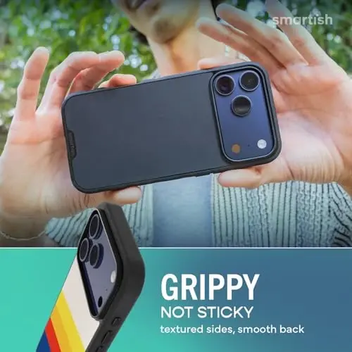 Smartish® iPhone 17 Pro Max MagSafe Case - Gripmunk Magnetic Slim Case [Lightweight + Protective] Thin Grip Cover with Microfiber Lining for Apple iPhone 17 Pro Max - Striped Up - 4