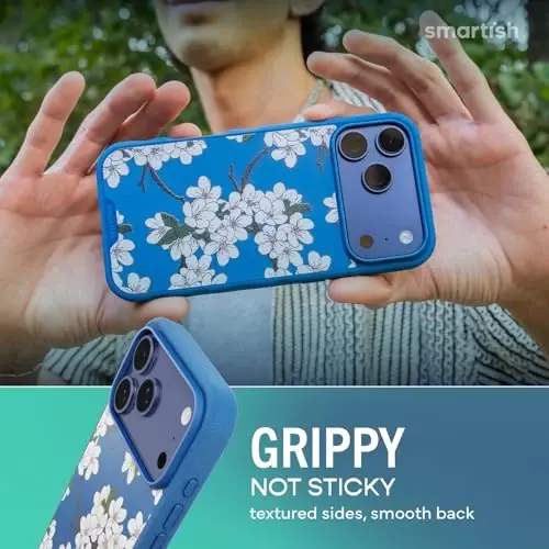 Smartish® iPhone 17 Pro Max MagSafe Case - Gripmunk Magnetic Slim Case [Lightweight + Protective] Thin Grip Cover with Microfiber Lining for Apple iPhone 17 Pro Max - Very Cherry Blossom - 4