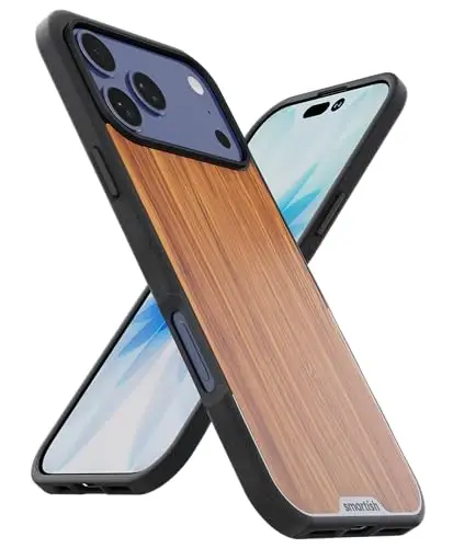 Smartish® iPhone 17 Pro Max MagSafe Case - Gripmunk Magnetic Slim Case [Lightweight + Protective] Thin Grip Cover with Microfiber Lining for Apple iPhone 17 Pro Max - Walnut Woods - 1