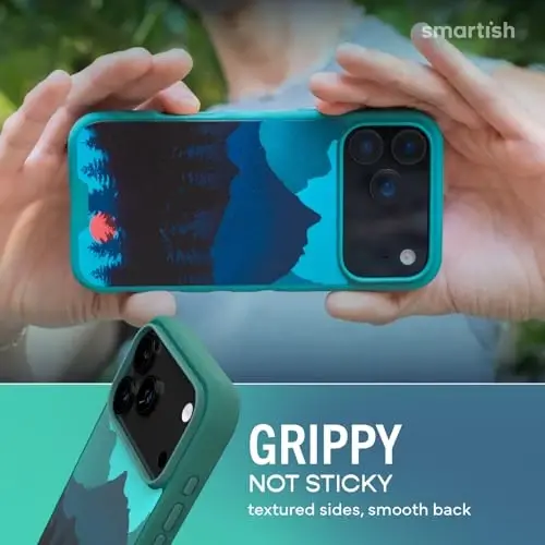 Smartish® iPhone 17 Pro Max MagSafe Case - Gripmunk Magnetic Slim Case [Yengil + Himoyalovchi] Apple iPhone 17 Pro Max uchun mikrofiber qoplamali yupqa tutqichli g‘ilof - Moving Mountains - 4