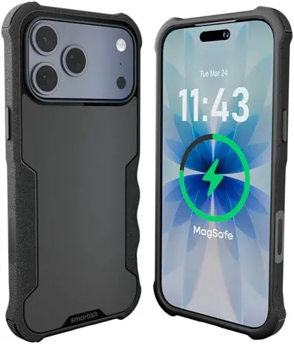 Smartish® iPhone 17 Pro Max MagSafe Case - Gripzilla Protective Magnetic Case for Men [Rugged + Tough] Military Grade Heavy Duty Grip Armor - Drop Tested for iPhone 17 Pro Max - Black Tie Affair 