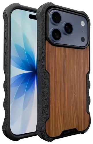 Smartish® iPhone 17 Pro Max MagSafe Case - Gripzilla Protective Magnetic Case for Men [Rugged + Tough] Military Grade Heavy Duty Grip Armor - Drop Tested for iPhone 17 Pro Max - Walnut Woods - SMARTISH