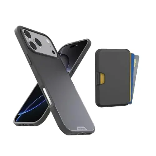 Smartish® iPhone 17 Pro Max MagSafe Case + MagSafe Wallet - Magnetic Slim Case - Thin Grip Cover with Detachable Wallet - Magnetic Card Holder for Apple iPhone 17 Pro Max - Black Tie Affair - 1