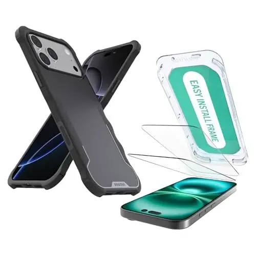 Smartish® iPhone 17 Pro Max MagSafe Case + Screen Protector - Magnetic Protective Case - Heavy Duty Armor Cover + 2-Pack Tempered Glass Screen Protectors for Apple iPhone 17 Pro Max - Black Tie Affair - 1