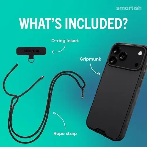 Smartish® iPhone 17 Pro Max MagSafe Kılıf + Çapraz Askılı Boyun İpi - Apple iPhone 17 Pro Max için İnce Kavramalı Kapak ve Evrensel Çıkarılabilir Omuz Askısı - Black Tie Affair - 2