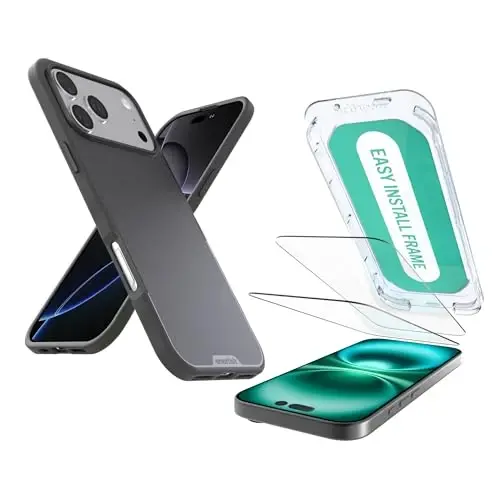 Smartish® iPhone 17 Pro Max MagSafe Case + Screen Protector - Magnetic Slim Case - Protective Thin Grip Cover + 2-Pack Tempered Glass Screen Protectors for Apple iPhone 17 Pro Max - Black Tie Affair 