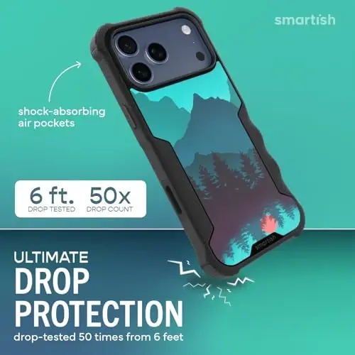 Smartish® iPhone 17 Pro Max MagSafe Kılıf - Erkekler için Gripzilla Koruyucu Manyetik Kılıf [Sağlam + Dayanıklı] Askeri Sınıf Ağır Hizmet Tipi Kavrama Zırhı - iPhone 17 Pro Max için Düşme Testinden Geçmiştir - Moving Mountains 