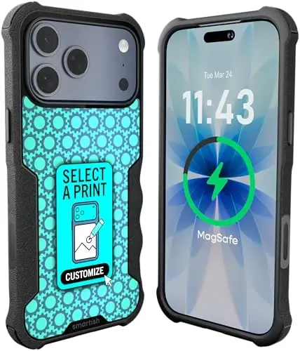 Smartish® iPhone 17 Pro Max MagSafe Kılıf - Erkekler için Gripzilla Koruyucu Manyetik Kılıf [Sağlam + Dayanıklı] Askeri Sınıf Ağır Hizmet Tipi Zırh - iPhone 17 Pro Max için Düşme Testi Yapılmış - Özel Baskı 