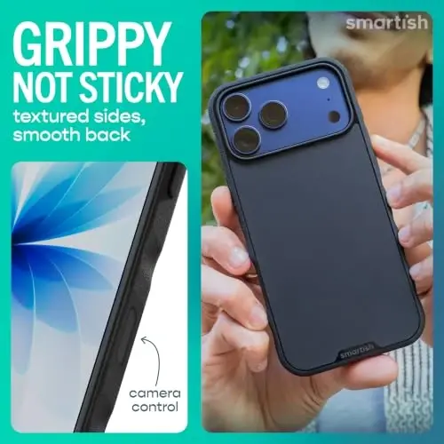 Smartish® iPhone 17 Pro Max MagSafe Case - Gripmunk w/Camera Control Protection, Magnetic Slim Case [Lightweight + Protective] Thin Grip w/Microfiber Lining for iPhone 17 Pro Max - Black Tie Affair - 3