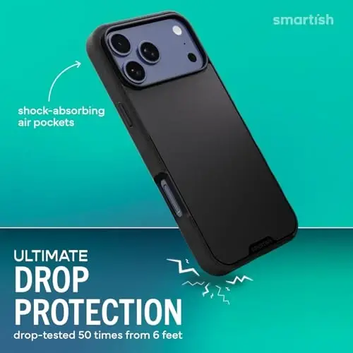 Smartish® iPhone 17 Pro Max MagSafe Kılıf - Gripmunk Manyetik İnce Kılıf [Hafif + Koruyucu] Apple iPhone 17 Pro Max için Mikrofiber Astarlı İnce Kavrama Kılıfı - Siyah (Black Tie Affair) - 2