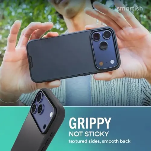 Smartish® iPhone 17 Pro Max MagSafe Kılıf - Gripmunk Manyetik İnce Kılıf [Hafif + Koruyucu] Apple iPhone 17 Pro Max için Mikrofiber Astarlı İnce Kavrama Kılıfı - Siyah (Black Tie Affair) - 4