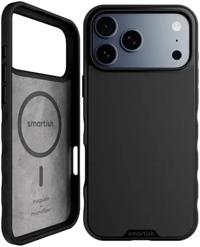 Smartish® iPhone 17 Pro Max MagSafe Kılıf - Gripmunk Manyetik İnce Kılıf [Hafif + Koruyucu] Apple iPhone 17 Pro Max için Mikrofiber Astarlı İnce Kavrama Kılıfı - Siyah (Black Tie Affair) 