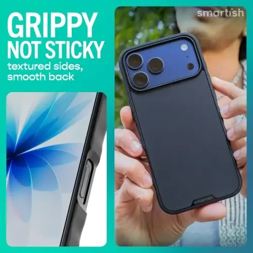 Smartish® iPhone 17 Pro Max MagSafe Case - Gripmunk Magnetic Slim Case [Lightweight + Protective] Thin Grip Cover with Microfiber Lining for Apple iPhone 17 Pro Max - Black Tie Affair - 3