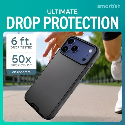 Smartish® iPhone 17 Pro Max MagSafe Kılıf - Gripmunk Manyetik İnce Kılıf [Hafif + Koruyucu] Apple iPhone 17 Pro Max için Mikrofiber Astarlı İnce Tutuş Kapağı - Siyah Kravat Etkinliği 