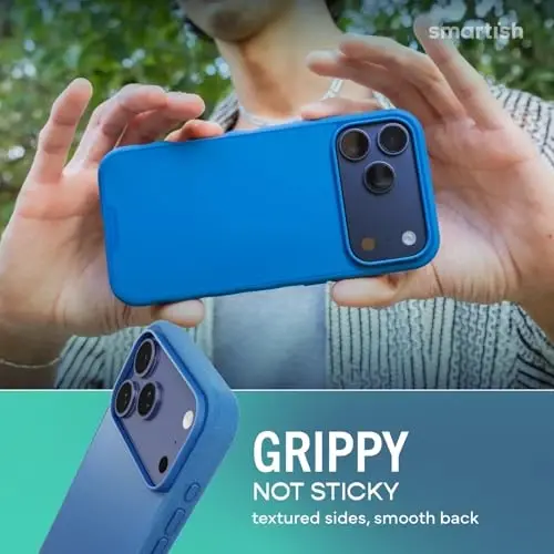 Smartish® iPhone 17 Pro Max MagSafe Kılıf - Gripmunk Manyetik İnce Kılıf [Hafif + Koruyucu] Apple iPhone 17 Pro Max için Mikrofiber Astarlı İnce Tutuş Kılıfı - Blues on The Green - 4