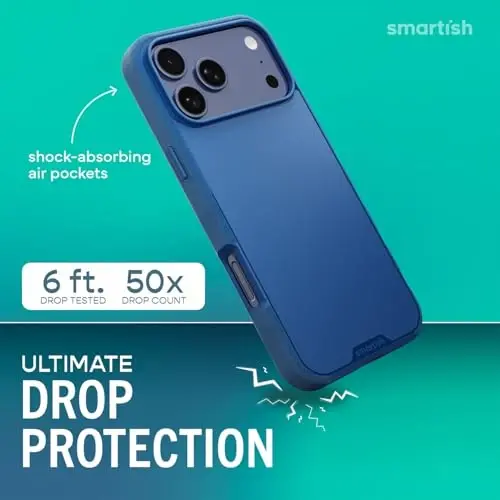 Smartish® iPhone 17 Pro Max MagSafe Kılıf - Gripmunk Manyetik İnce Kılıf [Hafif + Koruyucu] Apple iPhone 17 Pro Max için Mikrofiber Astarlı İnce Tutuş Kılıfı - Blues on The Green - 2