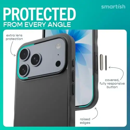 Smartish® iPhone 17 Pro Max MagSafe Case - Gripmunk w/Camera Control Protection, Magnetic Slim Case [Lightweight + Protective] Thin Grip w/Microfiber Lining for iPhone 17 Pro Max - Black Tie Affair - 5