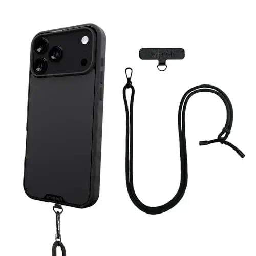 Smartish® iPhone 17 Pro Max MagSafe Case + Crossbody Lanyard Strap - Thin Grip Cover with Universal Detachable Shoulder Neck Strap for Apple iPhone 17 Pro Max - Black Tie Affair 