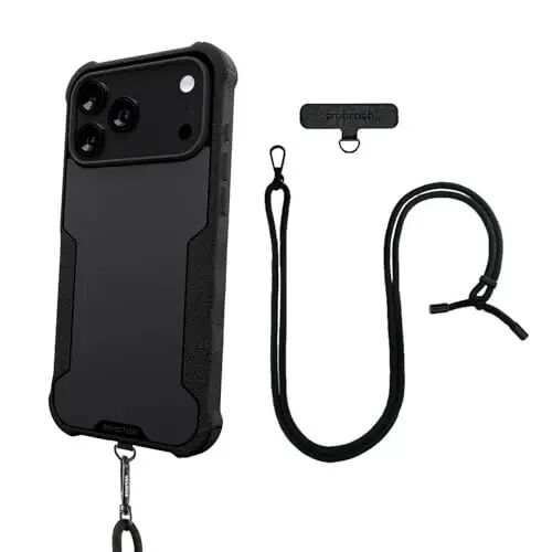 Smartish® iPhone 17 Pro Max MagSafe Case + Crossbody Lanyard Strap - Magnetic Protective Case - Heavy Duty Armor Cover + Detachable Shoulder Neck Strap for Apple iPhone 17 Pro Max - Black Tie Affair - 1