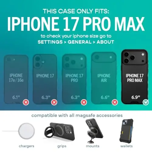 Smartish® iPhone 17 Pro Max MagSafe Case - Gripmunk Magnetic Slim Case [Lightweight + Protective] Thin Grip Cover with Microfiber Lining for Apple iPhone 17 Pro Max - Moving Mountains 