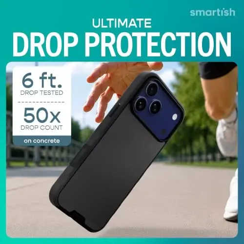 Smartish® iPhone 17 Pro Max MagSafe Kılıfı - Kamera Kontrol Korumalı Gripmunk, Manyetik İnce Kılıf [Hafif + Koruyucu] iPhone 17 Pro Max için Mikrofiber Astaraklı İnce Tutuş - Siyah Kravat Daveti 