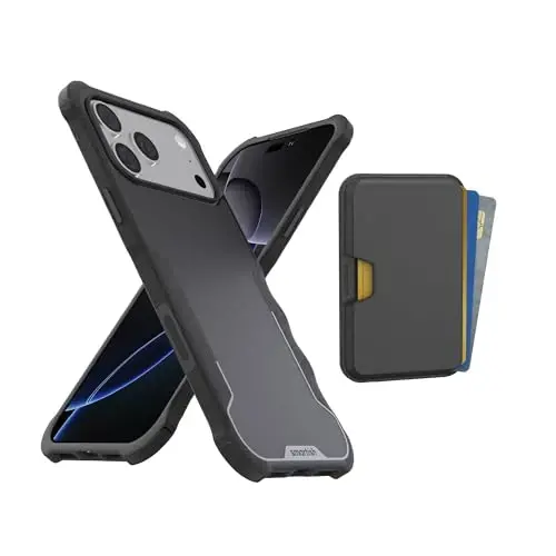 Smartish® iPhone 17 Pro Max MagSafe Case + MagSafe Wallet - Magnetic Protective Case - Heavy Duty Armor Cover + Detachable Extra Strength Magnetic Wallet for Apple iPhone 17 Pro Max - Black Tie Affair 