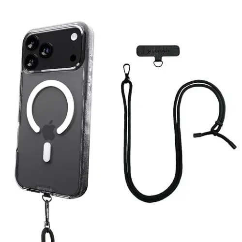 Smartish® iPhone 17 Pro Max MagSafe Clear Case + Crossbody Lanyard Strap - Magnetic Slim Case - Anti-Yellow Thin Grip Cover + Detachable Shoulder Neck Strap for Apple iPhone 17 Pro Max- Clearly Clear - 1