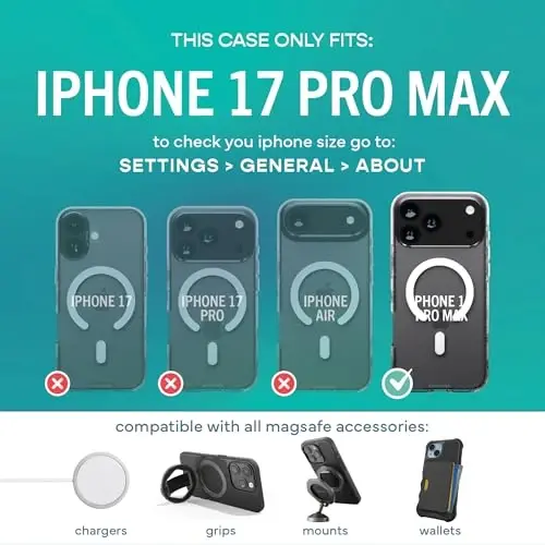 Smartish® iPhone 17 Pro Max MagSafe Clear Case + Screen Protector - Magnetic Slim Case - Anti-Yellow Grip Cover + 2-Pack Tempered Glass Screen Protectors for Apple iPhone 17 Pro Max - Clearly Clear - 5