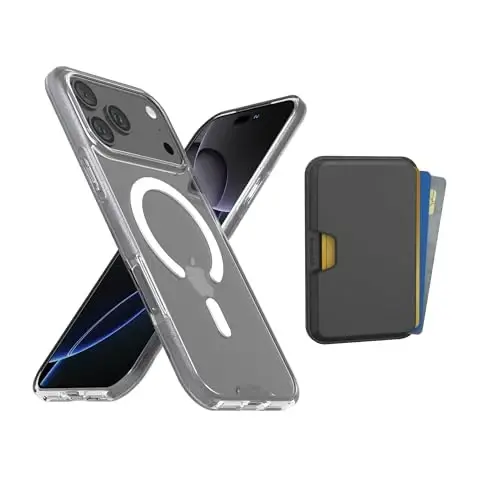 Smartish® iPhone 17 Pro Max MagSafe Clear Case + MagSafe Wallet - Magnetic Slim Case - Anti-Yellow Thin Grip Cover + Detachable Wallet - Magnetic Card Holder for Apple iPhone 17 Pro Max- Clearly Clear 