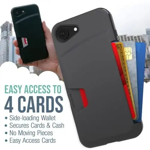 Smartish® iPhone 17e/16e Wallet Case with Crossbody Lanyard Strap - Wallet Slayer Vol. 1 - [Slim + Protective] Credit Card Holder with Universal Detachable Shoulder Neck Strap - Black Tie Affair - 2