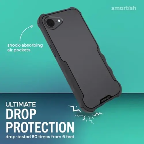 Smartish® iPhone 17e/16e Case - Gripzilla Protective Magnetic Case [Rugged + Tough] Heavy Duty Grip Armored Cover w/Drop Tested Protection for Apple iPhone 17e/16e - Black Tie Affair - 3