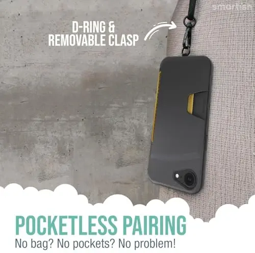 Smartish® iPhone 17e/16e Chustak G‘ilofi Crossbody Boyinbog‘ Tasmali - Wallet Slayer Vol. 1 - [Ingichka + Himoyalangan] Universal Yechiladigan Yelkali Bo‘yin Tasmasiga ega Kredit Karta Ushlagichi - Black Tie Affair - 5