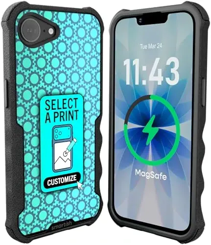 Smartish® iPhone 17e/16e Himoya MagSafe G‘ilof - Gripzilla [Mustahkam + Bardoshli] Apple iPhone 17e/16e 2025 uchun tushish sinovidan o‘tgan himoyaga ega magnitli og‘ir yuk ko‘taruvchi tutqichli zirhli yupqa qopqoq - Maxsus chop etish - SMARTISH