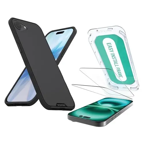 Smartish® iPhone 17e/16e Case - Gripmunk Magnetic Slim Case [Lightweight + Protective] Thin Grip Cover with Microfiber Lining for Apple iPhone 17e/16e - Black Tie Affair 