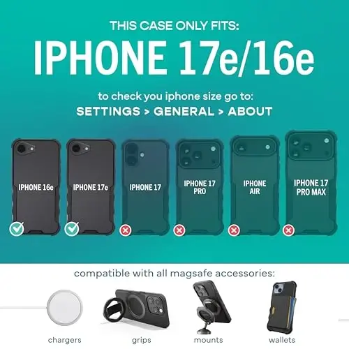 Smartish® iPhone 17e/16e Case - Gripzilla Protective Magnetic Case [Rugged + Tough] Heavy Duty Grip Armored Cover w/Drop Tested Protection for Apple iPhone 17e/16e - Black Tie Affair 