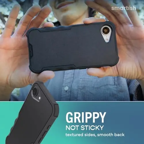 Smartish® iPhone 17e/16e Case - Gripzilla Protective Magnetic Case [Rugged + Tough] Heavy Duty Grip Armored Cover w/Drop Tested Protection for Apple iPhone 17e/16e - Black Tie Affair - 5