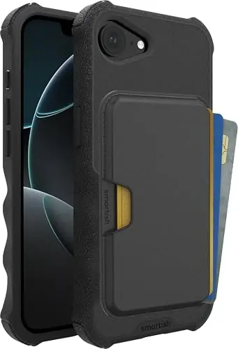 Smartish® iPhone 17e/16e Magnetic Case with MagSafe Wallet - Gripzilla - Magsafe Compatible Armor Grip Cover + Detachable Magnetic Credit Card Holder - Black Tie Affair - 1
