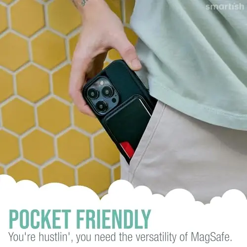 Smartish® iPhone 17e/16e Magnetic Case with MagSafe Wallet - Gripzilla - Magsafe Compatible Armor Grip Cover + Detachable Magnetic Credit Card Holder - Black Tie Affair - 4