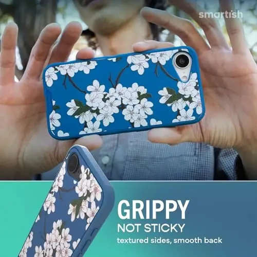 Smartish® iPhone 17e/16e MagSafe Case - Gripmunk Magnetic Slim Case [Lightweight + Protective] Drop Tested Thin Grip Cover with Microfiber Lining for Apple iPhone 17e/16e - Verry Cherry Blossom - 4