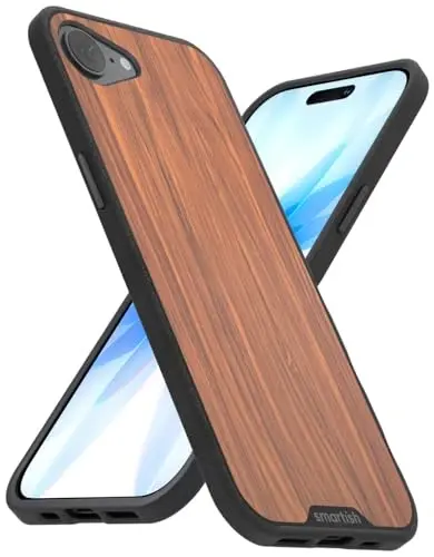 Smartish® iPhone 17e/16e MagSafe Case - Gripmunk Magnetic Slim Case [Lightweight + Protective] Drop Tested Thin Grip Cover with Microfiber Lining for Apple iPhone 17e/16e - Walnut Woods 