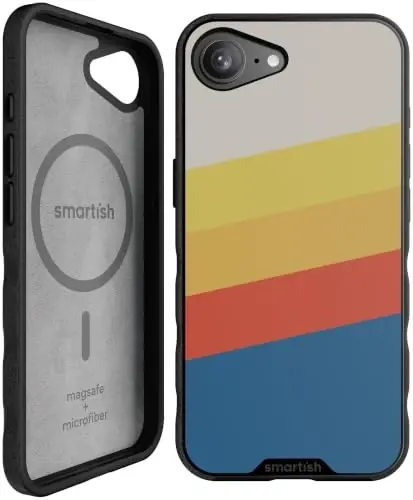 Smartish iPhone 17e/16e MagSafe Case, Gripmunk, Slim Grip Case, Stripes | Thin, Grippy & Protective, Magnetic with Microfiber-Lined Interior, Drop-Tested from 6 Feet, Raised Edges for Screen & Camera - 1