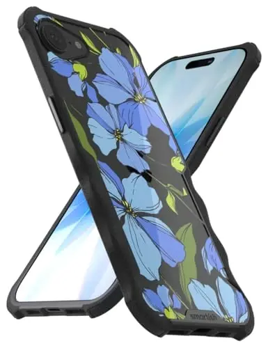 Smartish® iPhone 17e/16e MagSafe Case - Gripzilla Protective Magnetic Case for Men [Rugged + Tough] Military Grade Heavy Duty Grip Armor - Drop Tested for iPhone 17e/16e - Blue Blossoms - 1