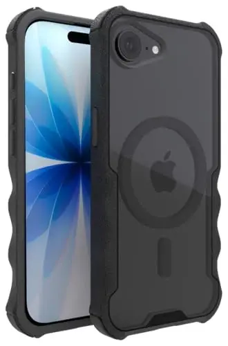Smartish® iPhone 17e/16e MagSafe Case - Gripzilla Protective Magnetic Case for Men [Rugged + Tough] Military Grade Heavy Duty Grip Armor - Drop Tested for iPhone 17e/16e - Clearly Black 