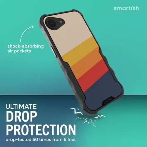 Smartish® iPhone 17e/16e MagSafe Case - Gripzilla Protective Magnetic Case for Men [Rugged + Tough] Military Grade Heavy Duty Grip Armor - Drop Tested for iPhone 17e/16e - Striped Up - 2