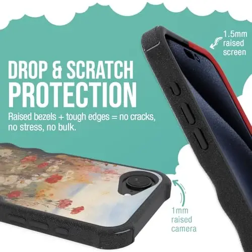 Smartish® iPhone 17e/16e MagSafe Case - Gripzilla Protective Magnetic Case for Men [Rugged + Tough] Military Grade Heavy Duty Grip Armor - Drop Tested for iPhone 17e/16e - Wildflower Fields - 4