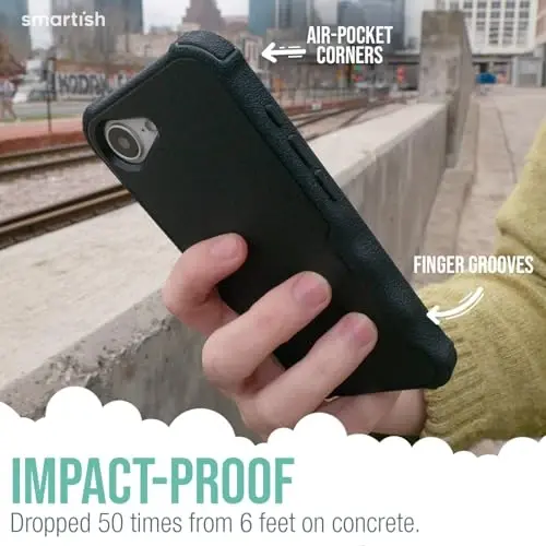 Smartish® iPhone 17e/16e MagSafe Case - Gripzilla Protective Magnetic Case for Men [Rugged + Tough] Military Grade Heavy Duty Grip Armor - Drop Tested for iPhone 17e/16e - Wildflower Fields - 3