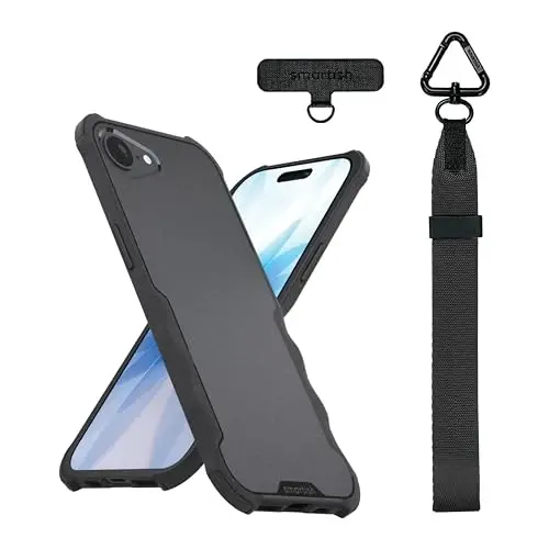 Smartish® iPhone 17e/16e MagSafe Case with Crossbody Lanyard Strap - Gripzilla - [Slim + Protective] Magnetic Armor Case with Universal Detachable Shoulder Neck Strap - Black Tie Affair - 1