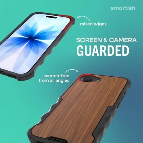 Smartish® iPhone 17e/16e MagSafe Case - Gripzilla Protective Magnetic Case for Men [Rugged + Tough] Military Grade Heavy Duty Grip Armor - Drop Tested for iPhone 17e/16e - Walnut Woods - 2